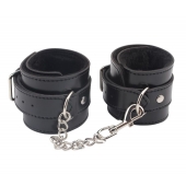 Черные оковы на ноги Obey Me Leather Ankle Cuffs - Chisa - купить с доставкой в Красногорске