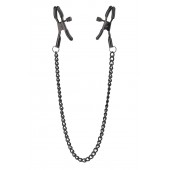 Черные зажимы на соски на цепочке BLAZE DELUXE NIPPLE CLAMPS - Dream Toys - купить с доставкой в Красногорске