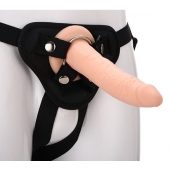 Телесный страпон на черных трусиках STRAP ON REAL DILDO - 20 см. - Dream Toys - купить с доставкой в Красногорске