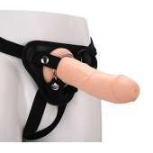 Черные трусики с телесной насадкой STRAP ON REAL DILDO - 21 см. - Dream Toys - купить с доставкой в Красногорске