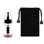 Серебристая анальная пробка с красным стразом - 7,2 см. - Anal Jewelry Plug - купить с доставкой в Красногорске