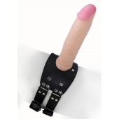 Черный узкий пояс на бедро с телесной насадкой - LOVETOY (А-Полимер) - купить с доставкой в Красногорске