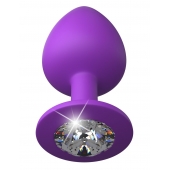 Фиолетовая анальная пробка со стразом Her Little Gem Large Plug - 9,5 см. - Pipedream - купить с доставкой в Красногорске