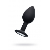 Черная анальная втулка с прозрачным стразом - 7,2 см. - POPO Pleasure - купить с доставкой в Красногорске