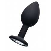 Черная анальная втулка с прозрачным стразом - 7,2 см. - POPO Pleasure - купить с доставкой в Красногорске