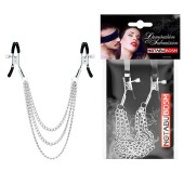 Оригинальные зажимы на соски с тройной цепочкой - Notabu - купить с доставкой в Красногорске