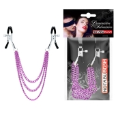 Оригинальные зажимы на соски с тройной розовой цепочкой - Notabu - купить с доставкой в Красногорске