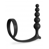 Черная анальная цепочка с эрекционным кольцом Ass-gasm Cockring Anal Beads - Pipedream - в Красногорске купить с доставкой