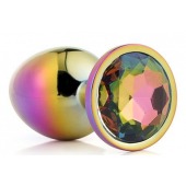 Голографическая анальная втулка с радужным кристаллом - 7,1 см. - Dream Toys - купить с доставкой в Красногорске