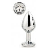 Серебристая анальная втулка с прозрачным кристаллом - 7,1 см. - Dream Toys - купить с доставкой в Красногорске