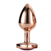 Золотистая анальная втулка с кристаллом-сердечком розового цвета - 7,1 см. - Dream Toys - купить с доставкой в Красногорске