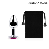 Серебристая анальная пробка с малиновым кристаллом - 7,2 см. - Anal Jewelry Plug - купить с доставкой в Красногорске