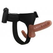 Страпон с вагинальной пробкой и вибрацией Ultra Passionate Harness - 16 см. - Baile - купить с доставкой в Красногорске