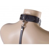 Черный ошейник с металлическими зажимами на соски и поводком - Sitabella - купить с доставкой в Красногорске