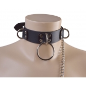 Черный кожаный ошейник Big Ring - Sitabella - купить с доставкой в Красногорске