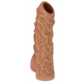Телесная насадка с венками и открытой головкой Nude Sleeve L - 14 см. - KOKOS - в Красногорске купить с доставкой