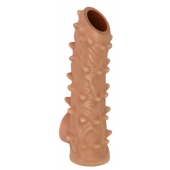 Телесная насадка с шипами и открытой головкой Nude Sleeve L - 14 см. - KOKOS - в Красногорске купить с доставкой