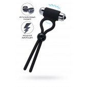 Черное эрекционное лассо Ect с виброэлементом - A-toys - в Красногорске купить с доставкой