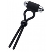 Черное эрекционное лассо Ect с виброэлементом - A-toys - в Красногорске купить с доставкой