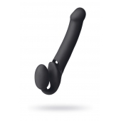 Черный безремневой вибрострапон Vibrating Bendable Strap-On L - Strap-on-me - купить с доставкой в Красногорске