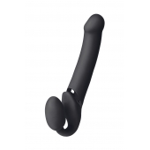 Черный безремневой вибрострапон Vibrating Bendable Strap-On L - Strap-on-me - купить с доставкой в Красногорске