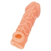 Телесная закрытая насадка с венками Cock Sleeve Size M - 15,6 см. - KOKOS - в Красногорске купить с доставкой