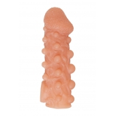 Телесная закрытая насадка с шариками Cock Sleeve Size M - 15,6 см. - KOKOS - в Красногорске купить с доставкой