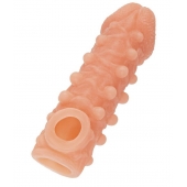 Телесная закрытая насадка с шариками Cock Sleeve Size M - 15,6 см. - KOKOS - в Красногорске купить с доставкой