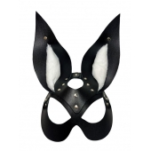 Черная маска зайки с белым мехом на ушках Miss Bunny - БДСМ Арсенал - купить с доставкой в Красногорске