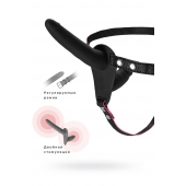 Черный страпон на ремнях с вагинальной пробкой - 15 см. - ToyFa - купить с доставкой в Красногорске