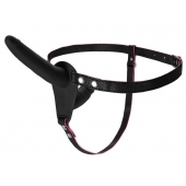 Черный страпон на ремнях с вагинальной пробкой - 15 см. - ToyFa - купить с доставкой в Красногорске