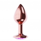 Пробка цвета розового золота с лиловым кристаллом Diamond Quartz Shine L - 8,3 см. - Lola Games - купить с доставкой в Красногорске