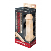 Поясной фаллоимитатор с мошонкой телесного цвета - 18 см. - LOVETOY (А-Полимер) - купить с доставкой в Красногорске