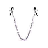 Зажимы для сосков с фиолетовой цепочкой Sweet Caress Nipple Chain - Sweet Caress - купить с доставкой в Красногорске