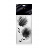 Зажимы на соски с черными пуховыми кисточками Sweet Caress Feather Nipple Clumps - Sweet Caress - купить с доставкой в Красногорске