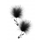 Зажимы на соски с черными пуховыми кисточками Sweet Caress Feather Nipple Clumps - Sweet Caress - купить с доставкой в Красногорске