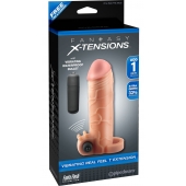 Телесная вибронасадка с кольцом  Vibrating Real Feel 1 Extension - 14 см. - Pipedream - в Красногорске купить с доставкой