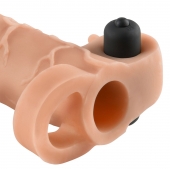 Телесная вибронасадка с кольцом Vibrating Real Feel 2 Extension - 16 см. - Pipedream - в Красногорске купить с доставкой