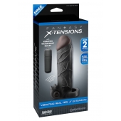 Чёрная вибронасадка с кольцом Vibrating Real Feel 2 Extension - 16 см. - Pipedream - в Красногорске купить с доставкой