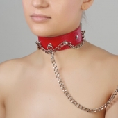 Красный ошейник из натуральной кожи - Sitabella - купить с доставкой в Красногорске