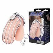 Серебристая металлическая клетка с анальным стимулятором Cock Cage - BlueLine - купить с доставкой в Красногорске