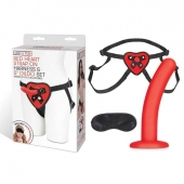 Красный поясной фаллоимитатор Red Heart Strap on Harness   5in Dildo Set - 12,25 см. - Lux Fetish - купить с доставкой в Красногорске