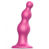Розовая насадка Strap-On-Me Dildo Plug Beads size S - Strap-on-me - купить с доставкой в Красногорске