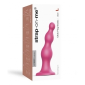 Розовая насадка Strap-On-Me Dildo Plug Beads size L - Strap-on-me - купить с доставкой в Красногорске