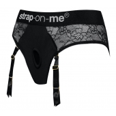 Черные трусики для насадок Diva Lingerie Harness - size S - Strap-on-me - купить с доставкой в Красногорске