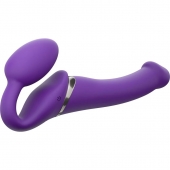 Фиолетовый безремневой вибрострапон Silicone Bendable Strap-On - size M - Strap-on-me - купить с доставкой в Красногорске
