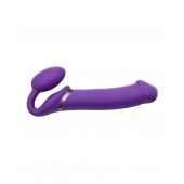 Фиолетовый безремневой вибрострапон Silicone Bendable Strap-On - size XL - Strap-on-me - купить с доставкой в Красногорске