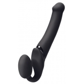 Черный безремневой вибрострапон Silicone Bendable Strap-On - size XL - Strap-on-me - купить с доставкой в Красногорске