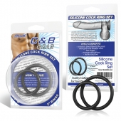 Набор из двух черных силиконовых колец разного диаметра SILICONE COCK RING SET - BlueLine - в Красногорске купить с доставкой