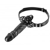 Черный кляп-фаллоимитатор Double Penis Gag - Fetish Tentation - купить с доставкой в Красногорске